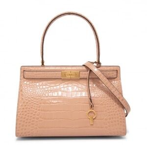 Chic Brown Crocodile-Embossed Handbag Tory Burch